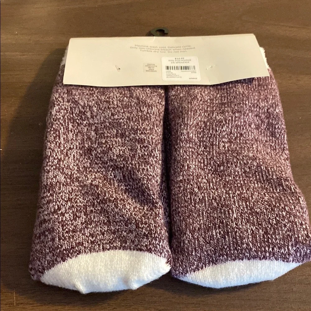 Lane Bryant Maroon and White Slipper Socks Baby It’s Cold Outside